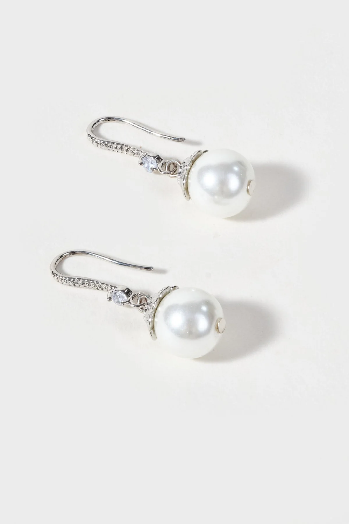 White Pearl Drop Earrings