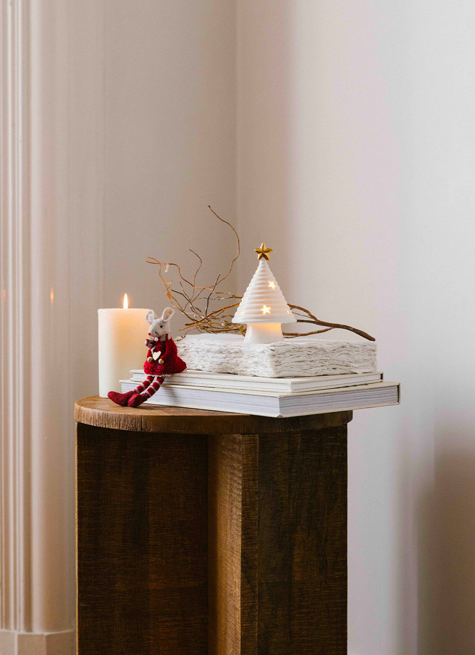 PETIT SAPIN DÉCORATIF ÉTOILE LUMINEUSE BLANC