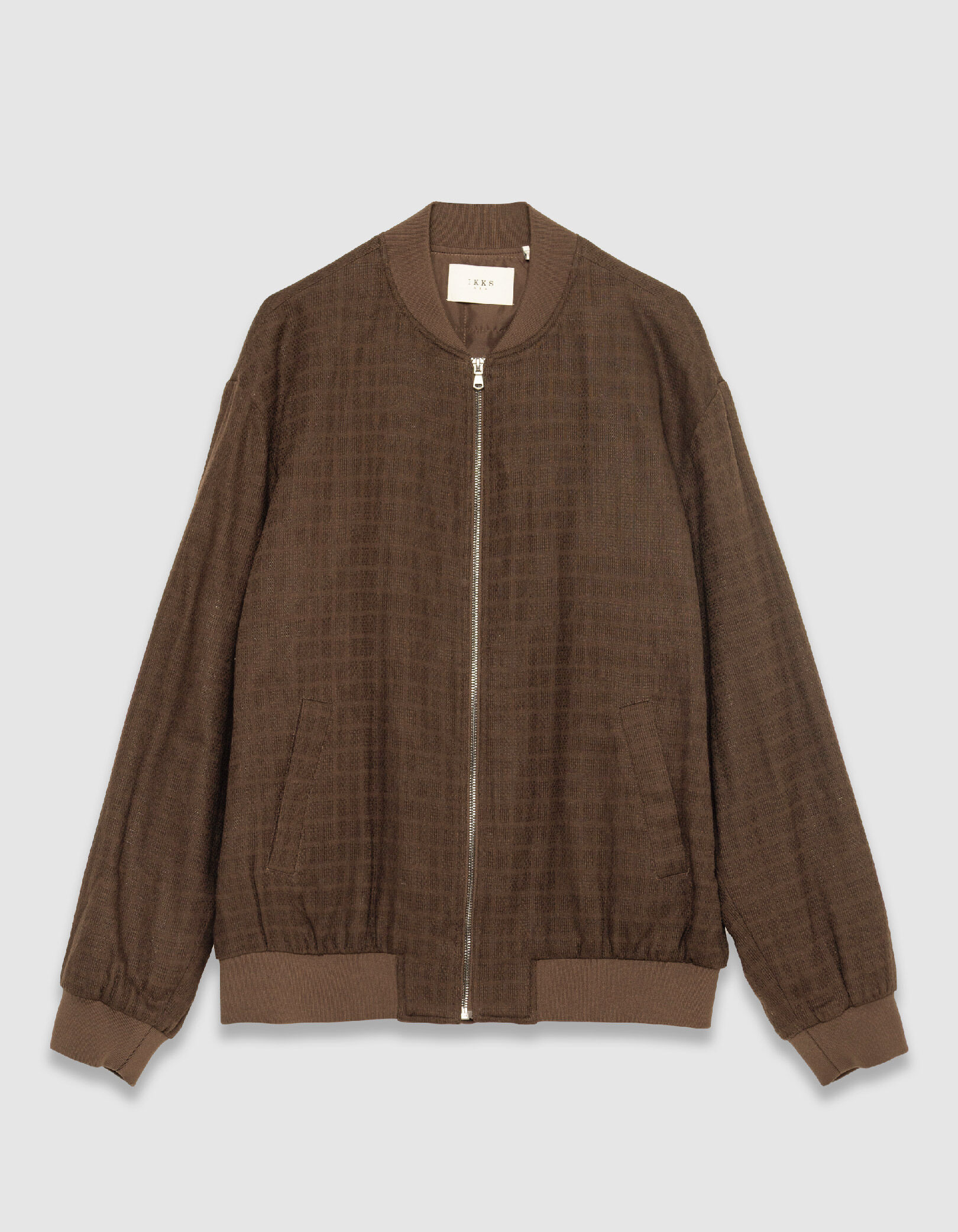 Blouson bomber marron tissu relief Homme