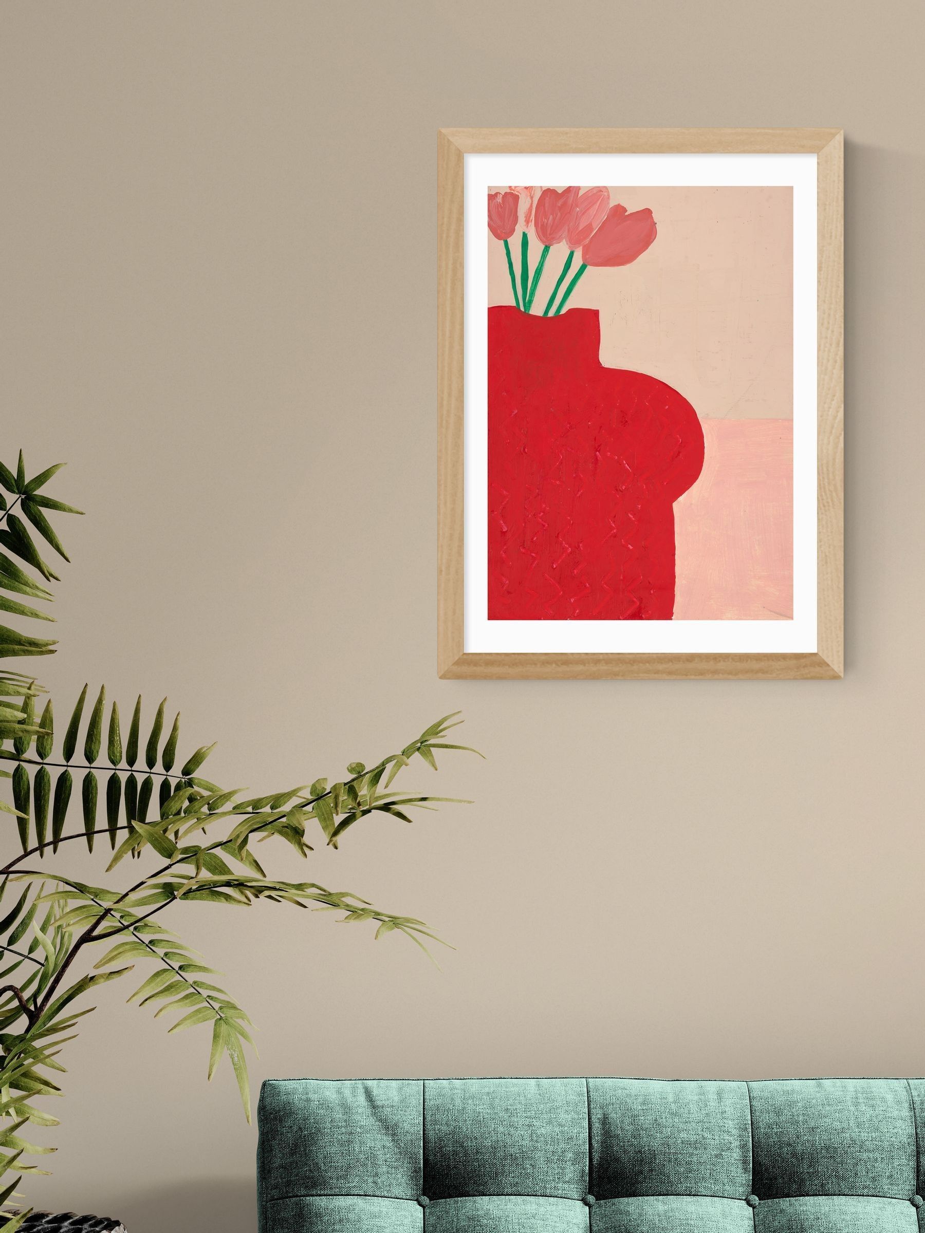 East End Prints Oak Red Bust Vase Wall Art Print by Lucy Muss