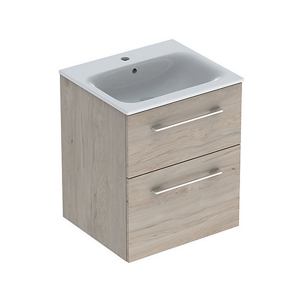 Ensemble meuble sous vasque l.55 cm bois   vasque céramique Selva Geberit