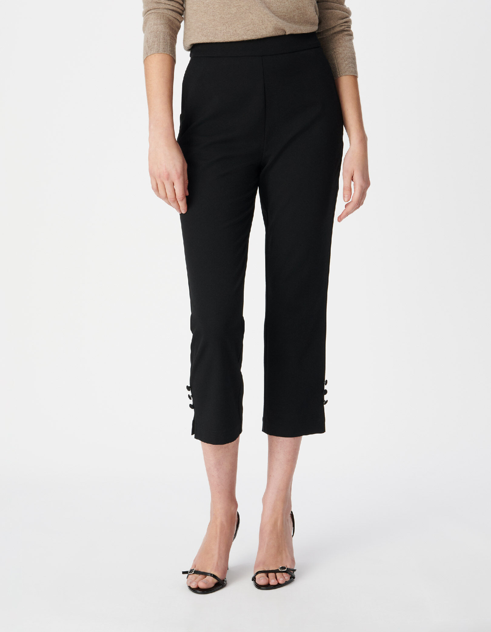 Pantalon noir longueur mi-mollet Femme