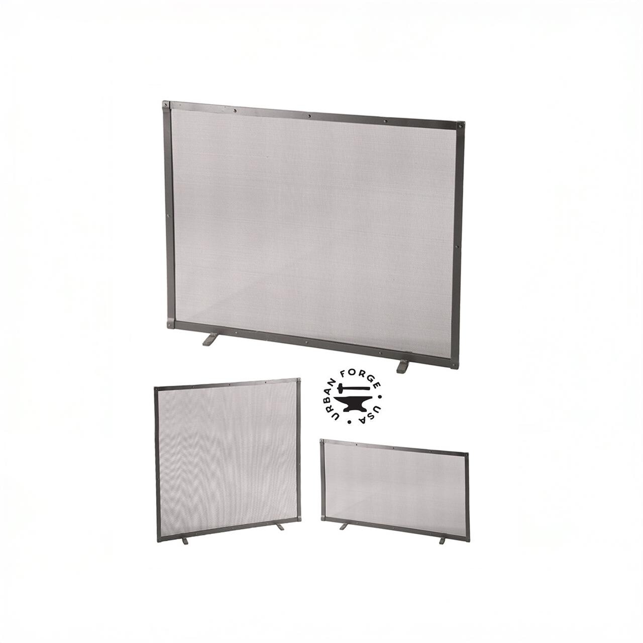 Select-A-Size Iron Fire Screen – Full Face Single Panel – American Made by Urban Forge – Coal Black Finish