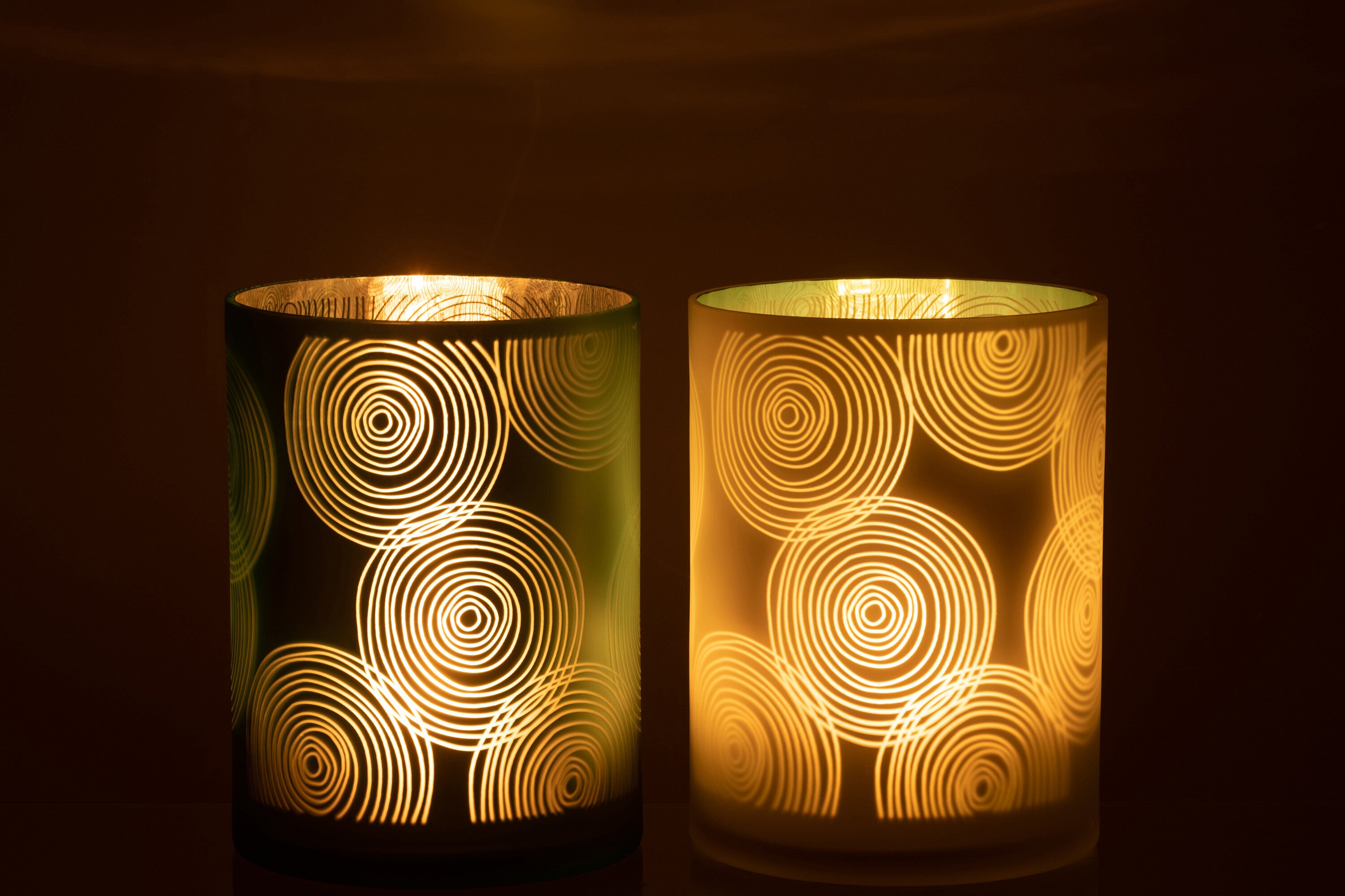 J-Line windlicht Spiralen - glas - mix - extra large - 2 stuks
