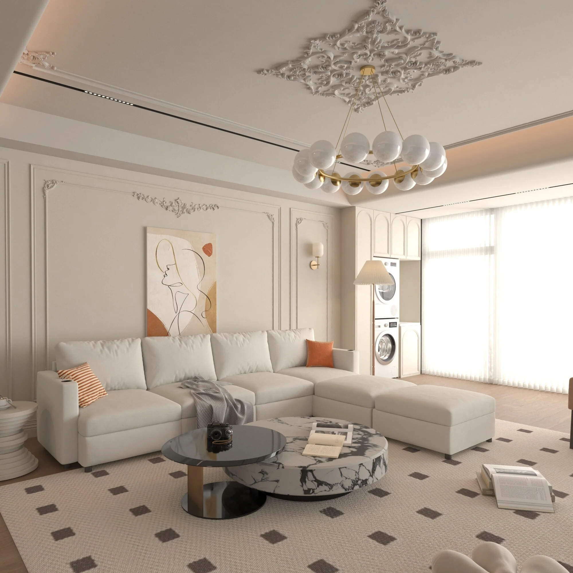 123 U-Shaped 4-Seater Sofa with Storage Ottomans