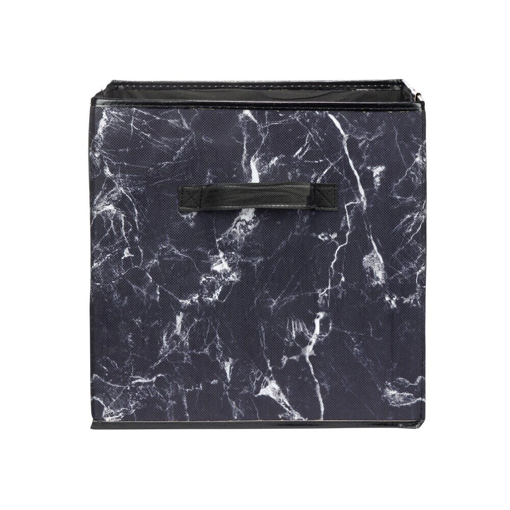 Panière Box Cube motif marbre noir et blanc 31x29xH31cm