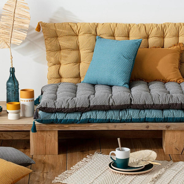 PODUSZKA PODŁOGOWA Otto 60x120cm ŻÓŁTA styl boho z frędzlami