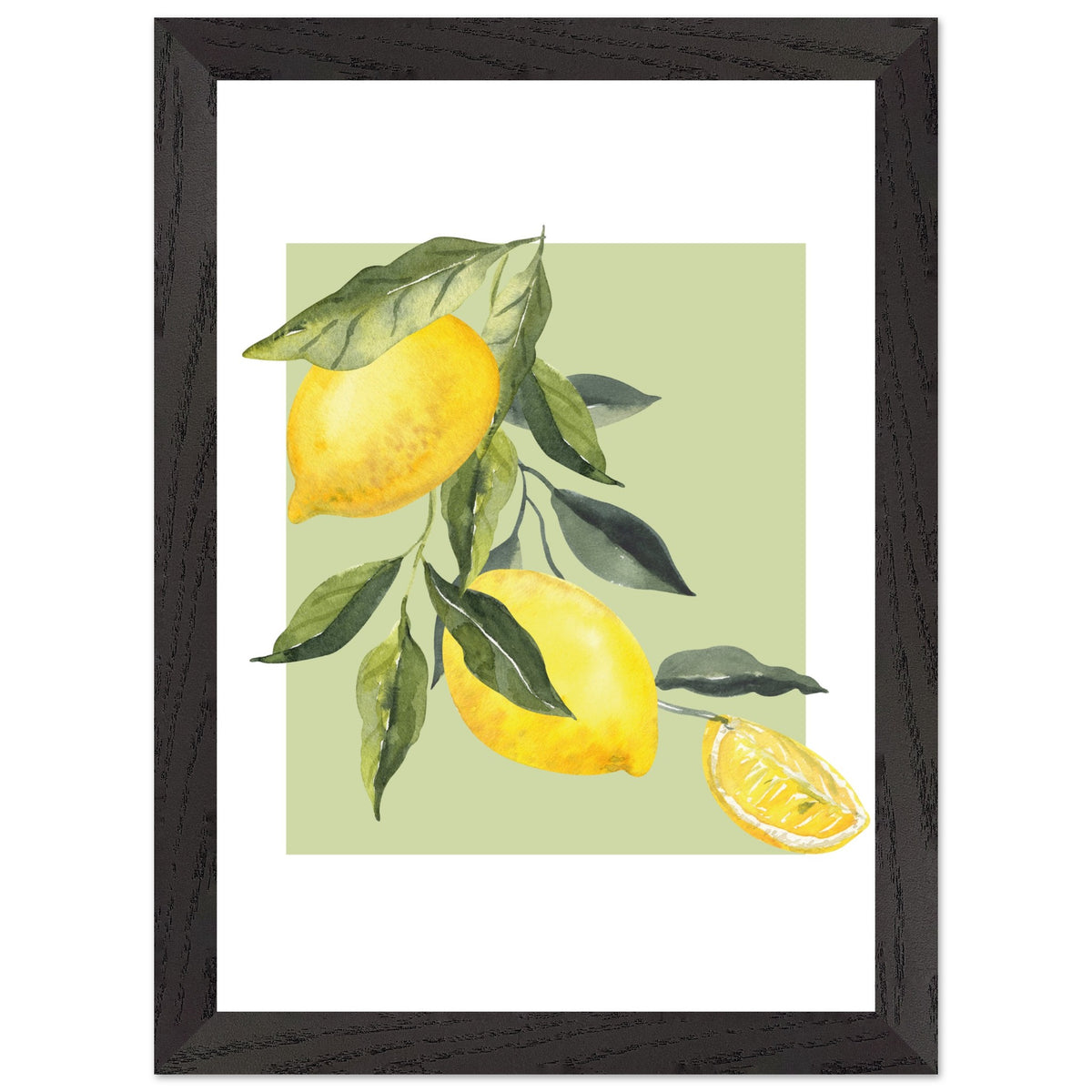 Artfulprints Poster met Lijst Fruits - Lemon tree symphony  - A4 21x29.7 cm - Groen