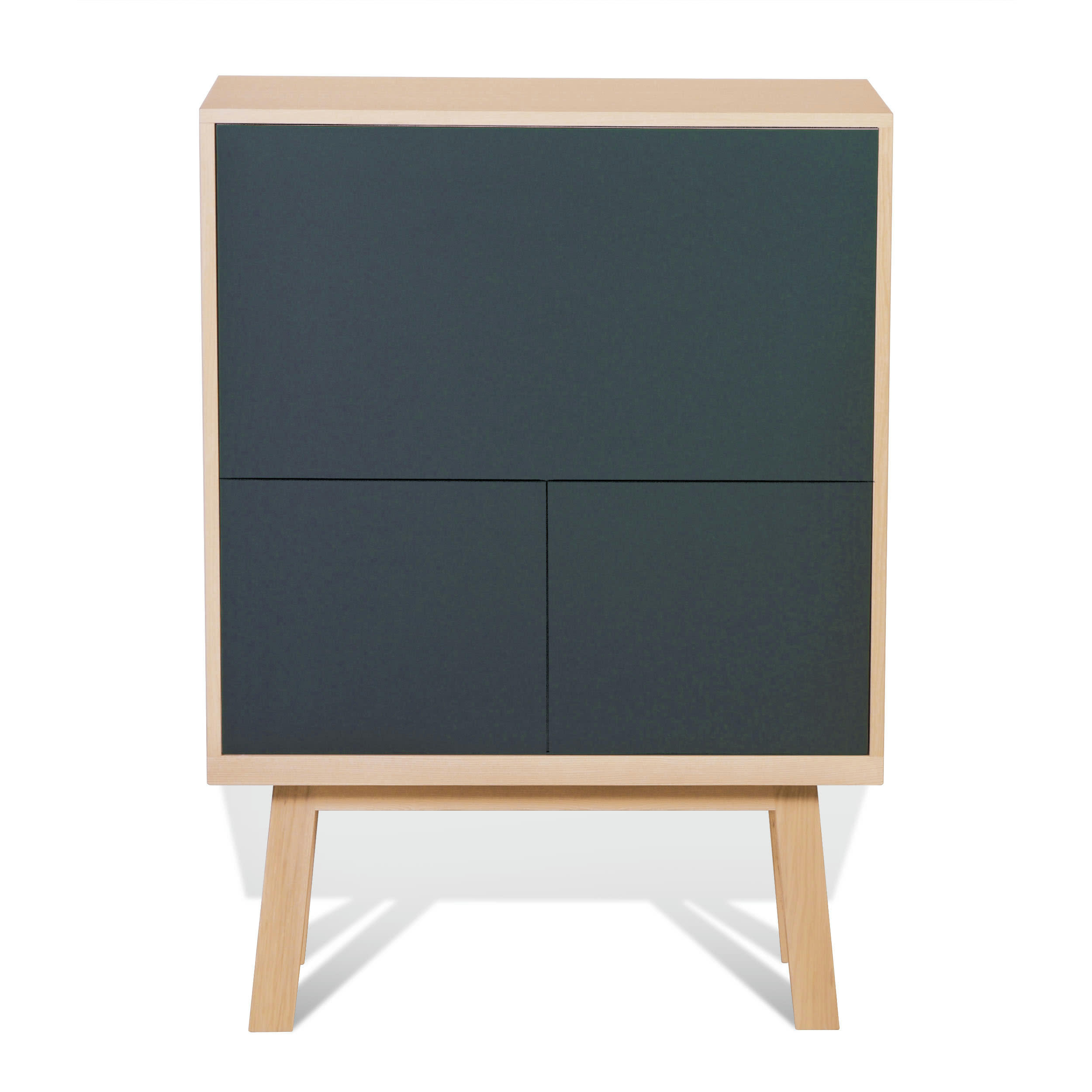 KUBE - Bureau secrétaire avec rangement de 90 cm de large, en frêne