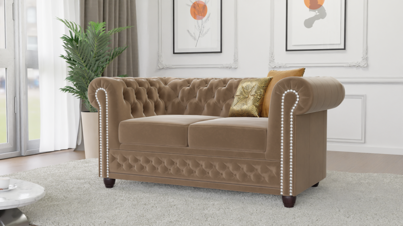 Ropez Chesterfield York sofa 2 os. pikowana welur Riviera 24