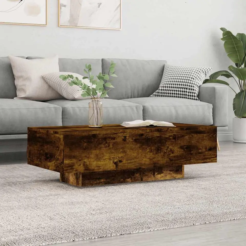 vidaXL - Rechthoekige Salontafel - Gerookt eiken - Bewerkt hout - 100x49.5 cm