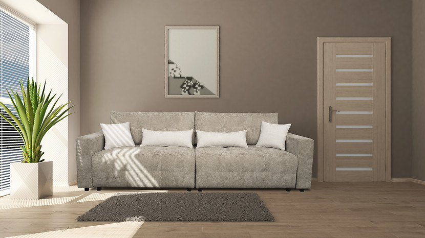 Sofa trzyosobowa Belfast rozkładana z pojemnikiem plecionka beżowa
