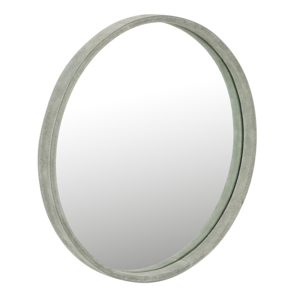 J-Line spiegel Rond - leder - groen - small - Ø 40 cm