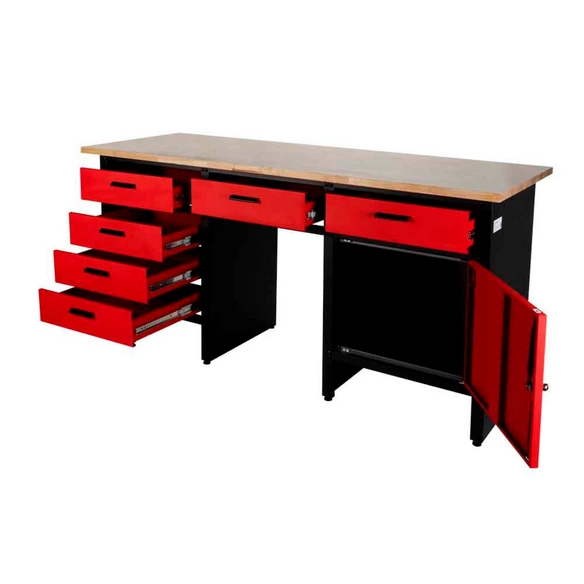 Werkbank »WT1700«, 6 Schubladen, 1 Schrank, schwarz/rot