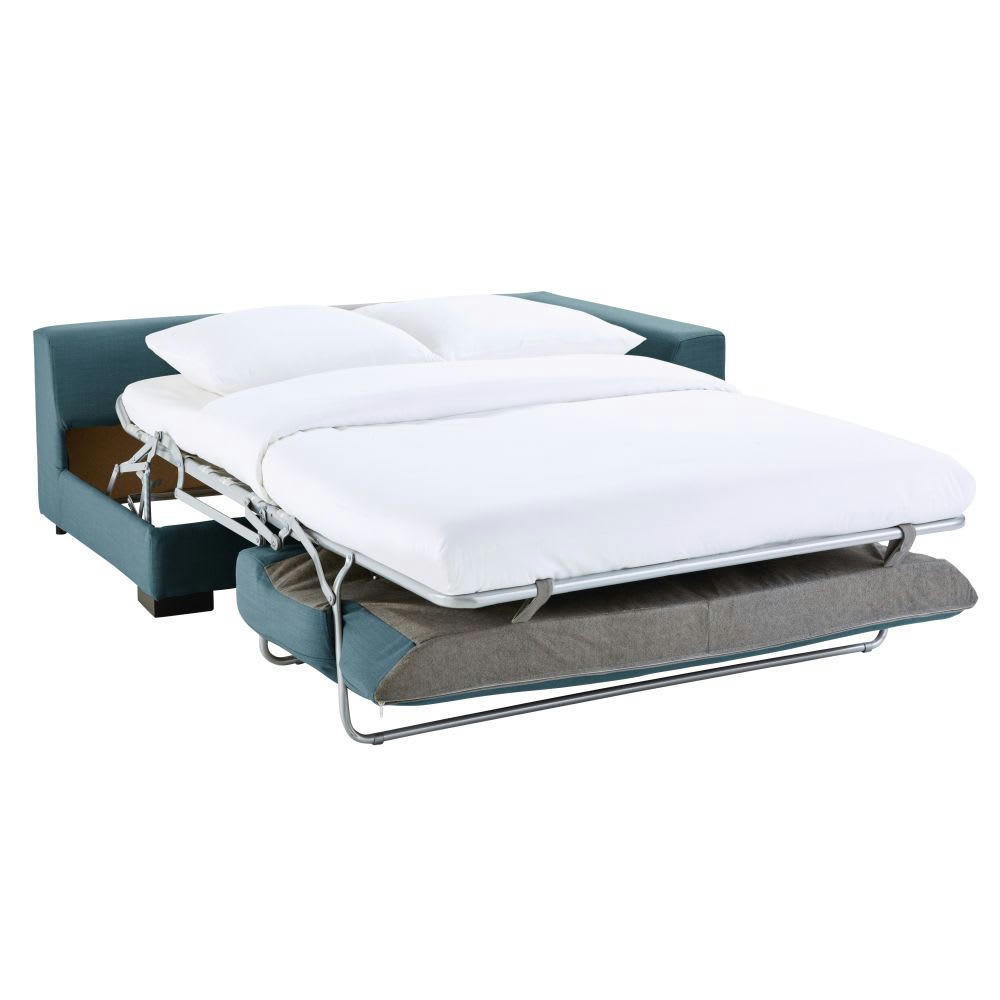 Terence - Accoudoir droit pour canapé convertible modulable 2 places bleu pétrole