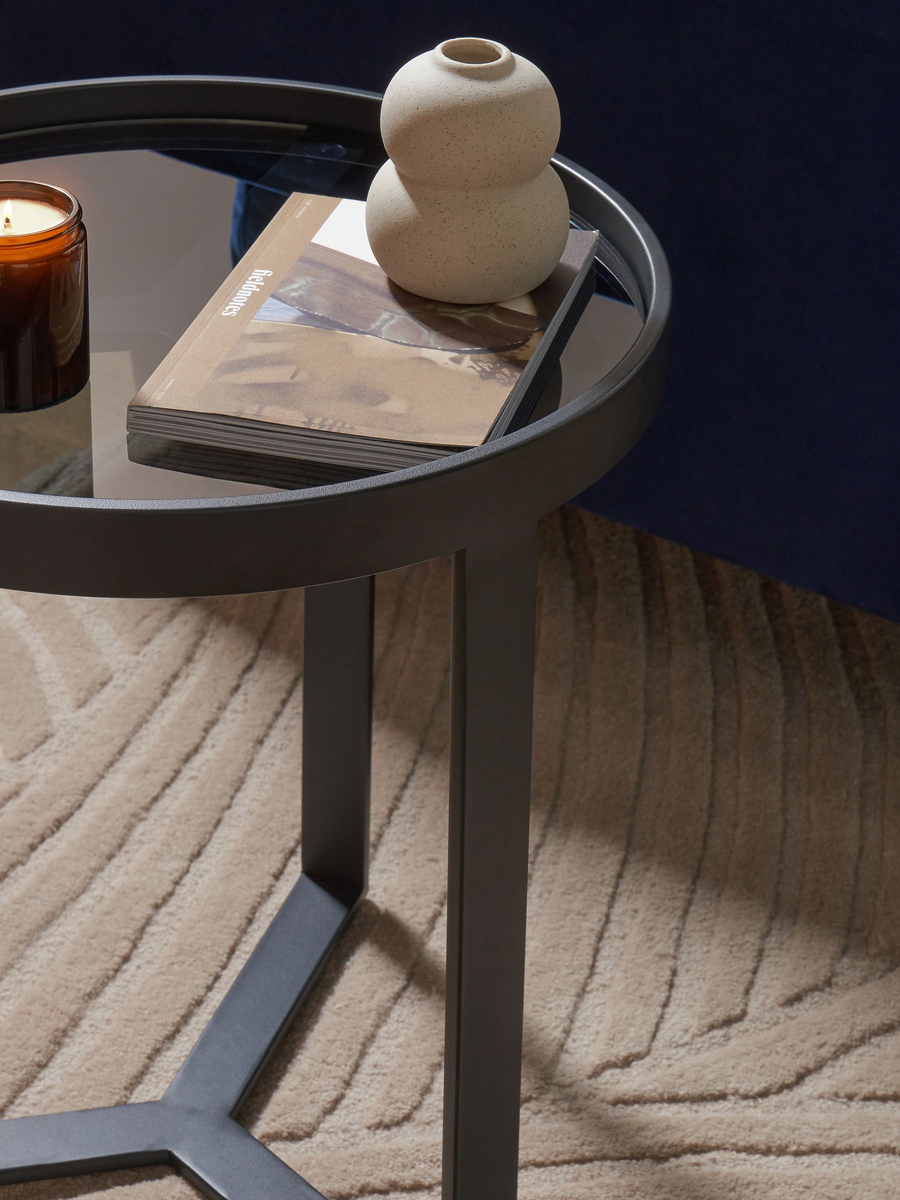 Aula Side Table in Black/Grey Glass