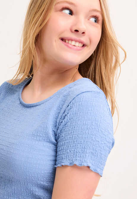 Older Girls Blue Crinkle Top