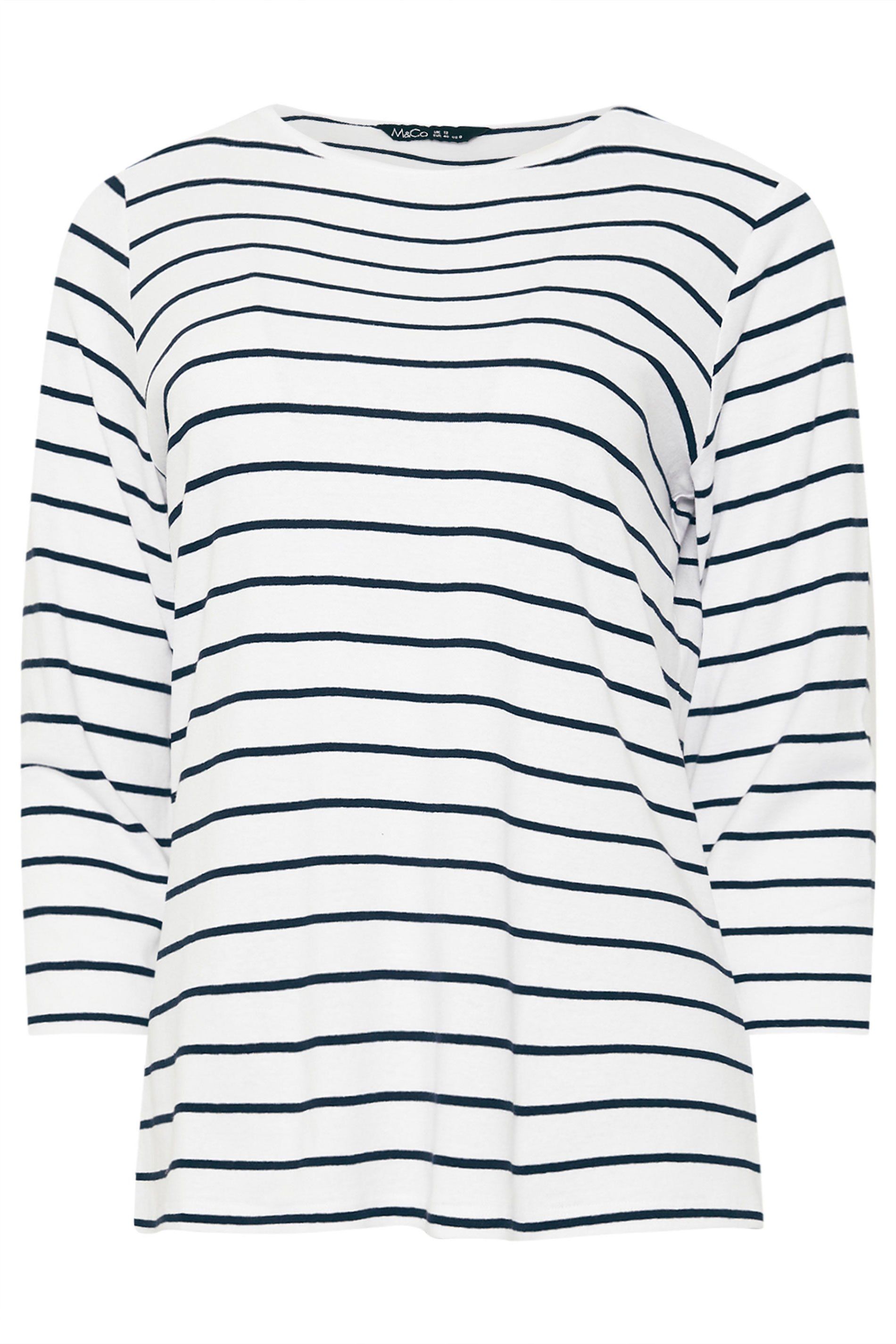 M&Co Stripe Slash Neck Top