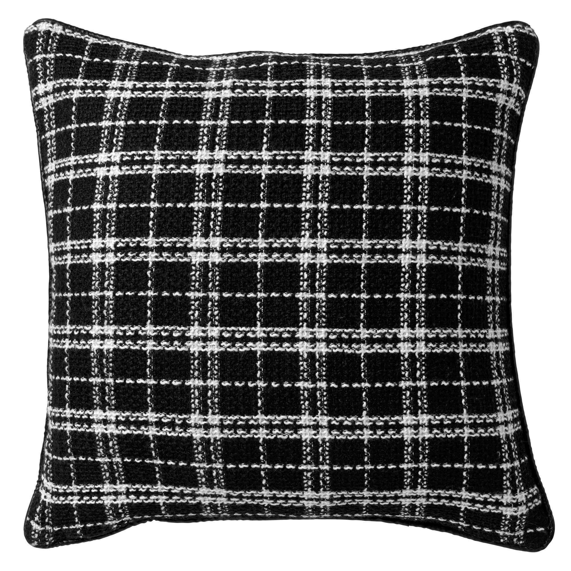 - Housse de coussin noir en coton-45x45 cm avec un motif à carreaux