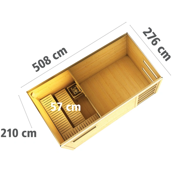 Saunahaus »Walk«, BxTxH: 508 x 276 x 210 cm, 9 kW Ofen mit ext. Steuerung
