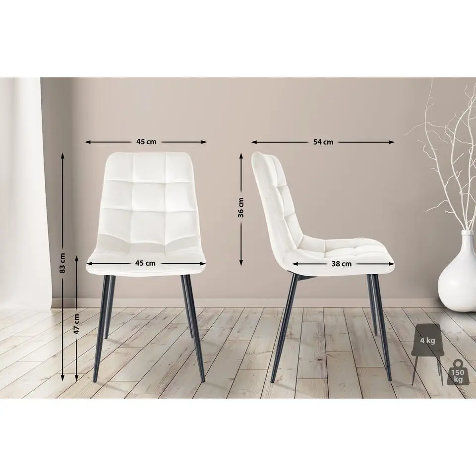 CLP Eetkamerstoel Tilde Fluweel - cremewit