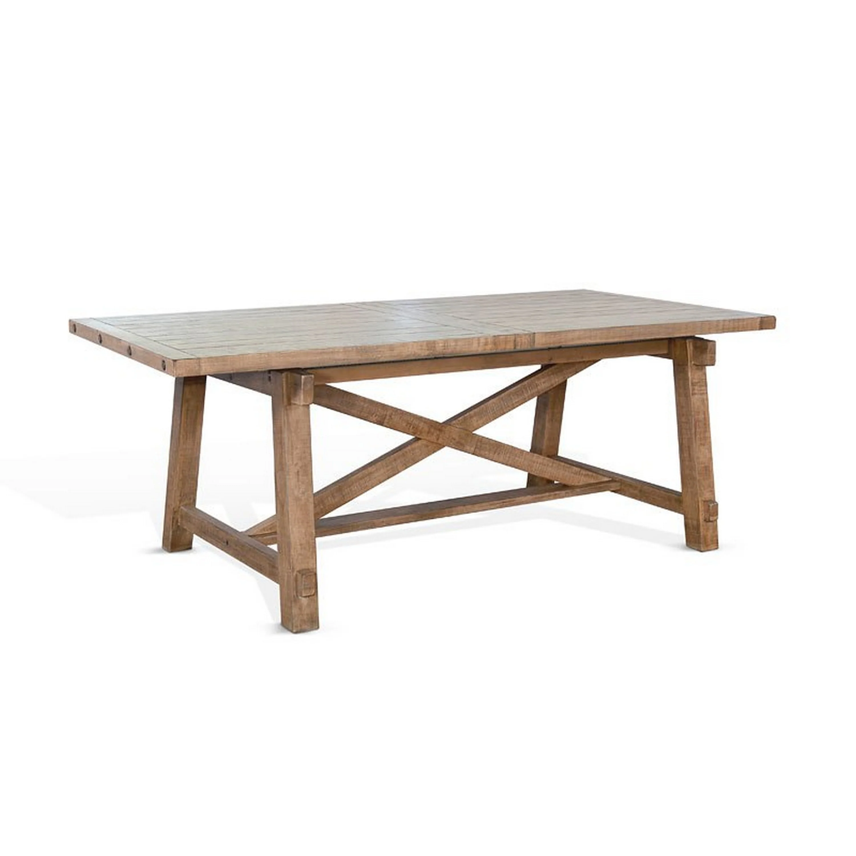Anva Dining Table with Extendable Plank Top, 76-96 Inch Brown Mahogany