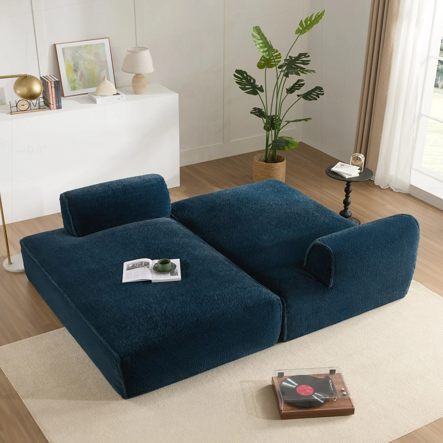 Spacious Foam-Filled Modular Sofa Bed for Living Room, Elderly-Friendly Design