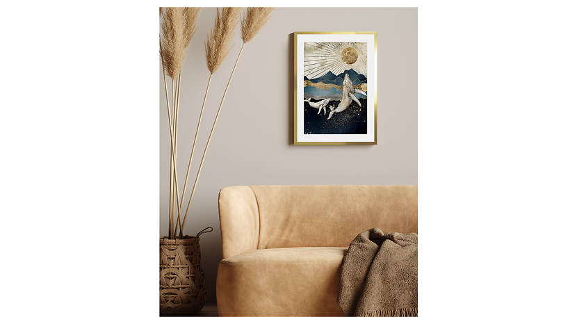 Obraz w ramie Whale In The Golden Sun 53x73 cm