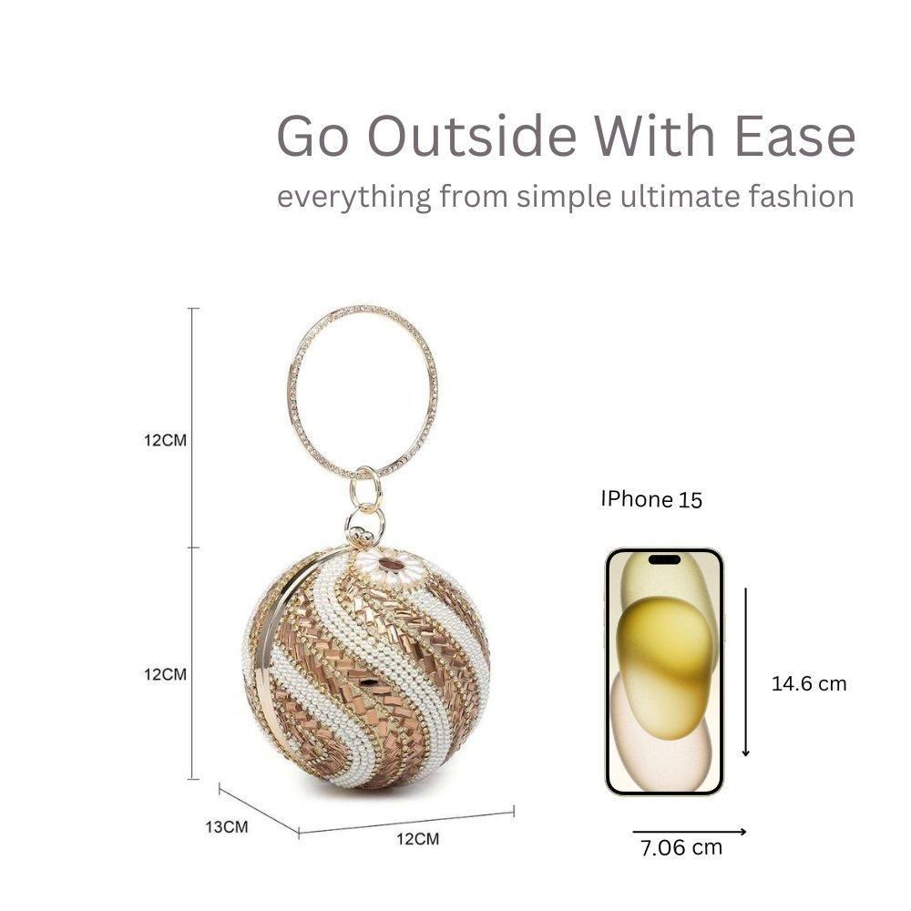 Kitise Ball Shape Spiral Crystals Pattern Clutch Bag