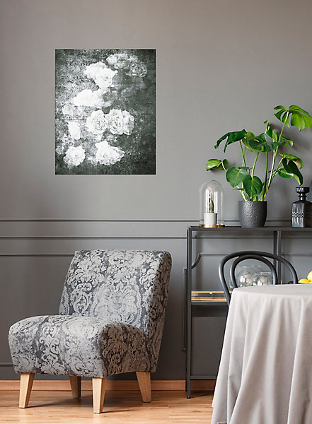 Affiche fleurs noir et blanc 40 x 50 cm