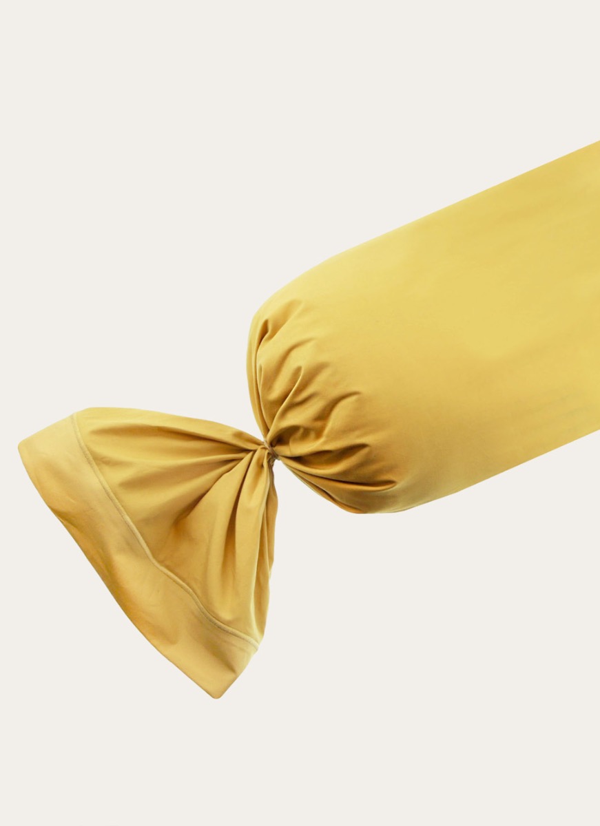 TAIE DE TRAVERSIN EN PERCALE DE COTON MOUTARDE