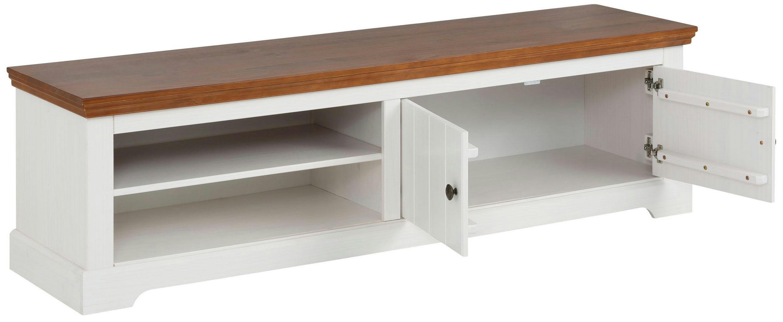 ATHEN - Meuble TV avec 2 portes en pin blanc