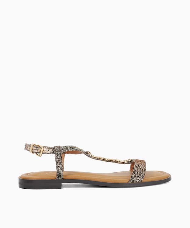 Lollipops Bronze - Leather Chain Detail Open Toe Sandals