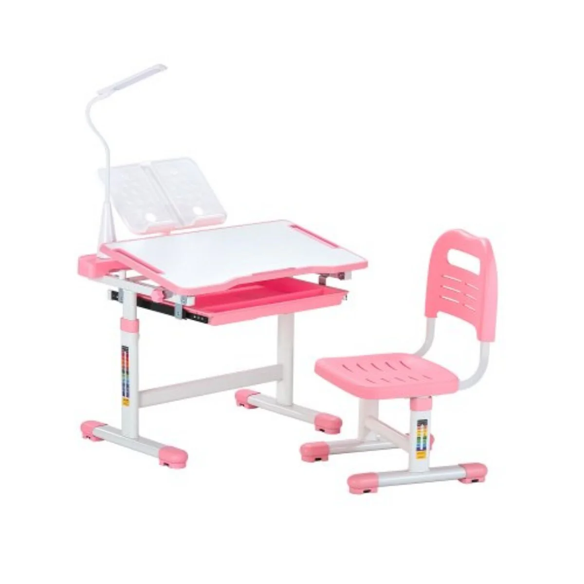 Kids Chair and Desk Set Table with Adjustable Height and Steel Frame Suitable for Any Room - 27.56 x 20.08 x (20.87 - 27.95) in