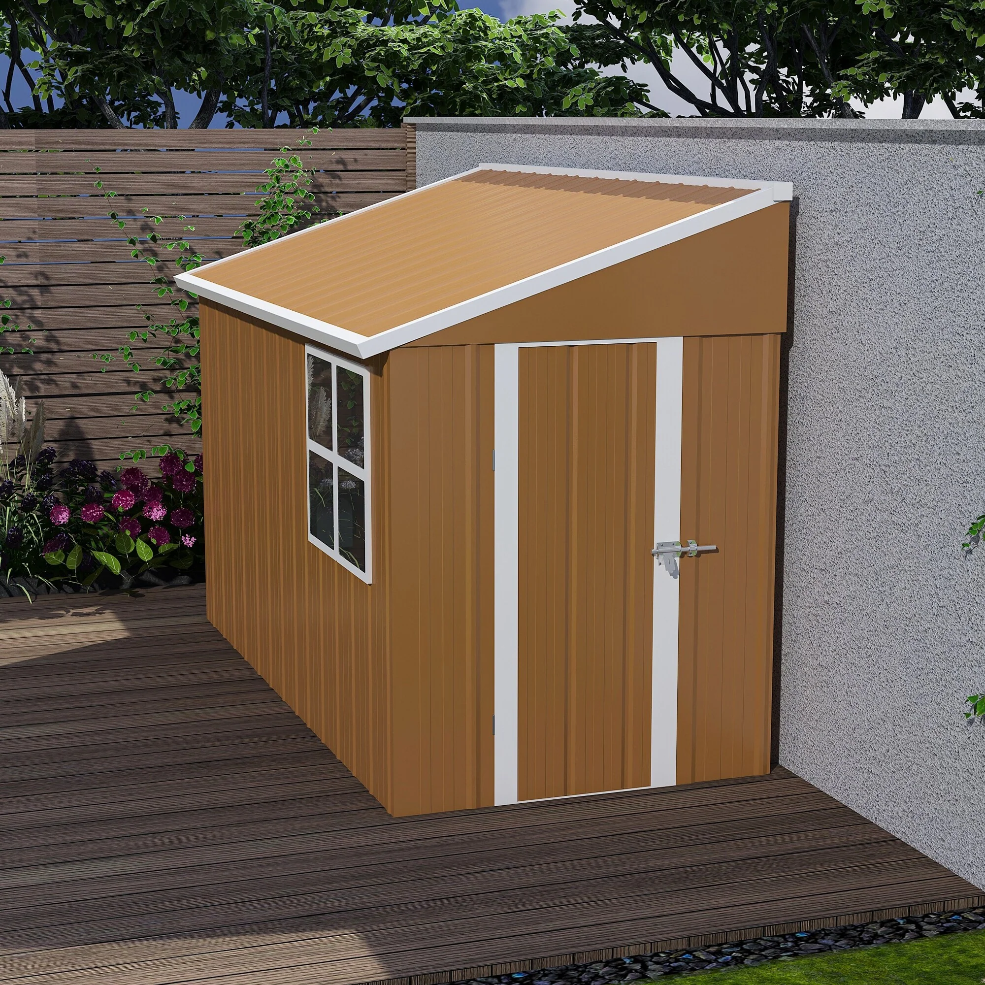 Rust-resistant Metal Storage Shed with Sliding Door Garden Tool Shed Pet Shed,Weatherproof Sloped Roof for Backyard