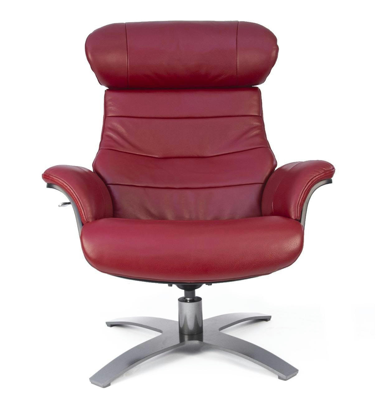 VÉGA - Fauteuil en cuir et bois noir - Cuir Rouge