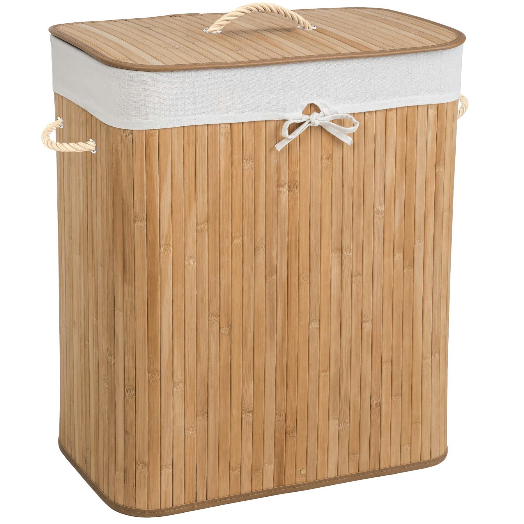 - Panier à linge rectangulaire en Bambou beige