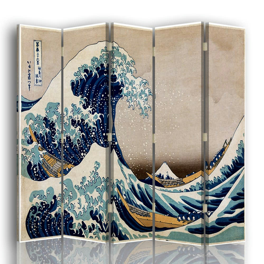 - Paravent La Grande Vague de Kanagawa - K.  Hokusai cm 180x170 (5x)