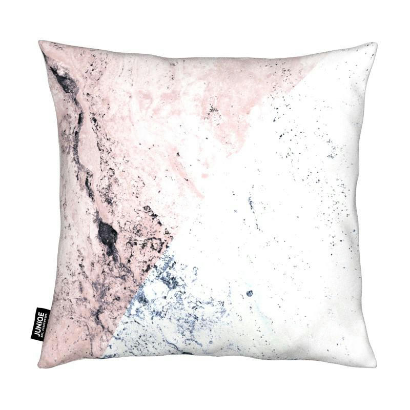 ROSE GEO MARBLE - Coussin en microfibre en blanc & gris 30x30