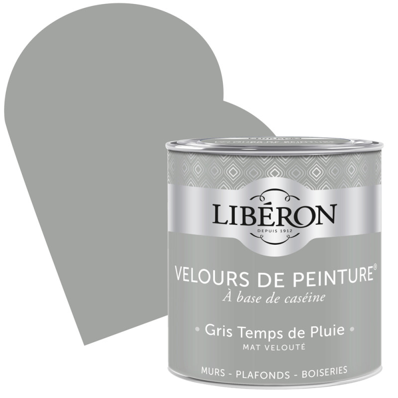 Peinture Velours de Peinture gris temps de pluie mate 0,5 L LIBERON