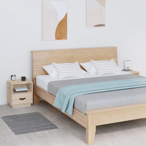 NNEVL Bedside Cabinets 2 pcs 40x34x45 cm Solid Wood Pine