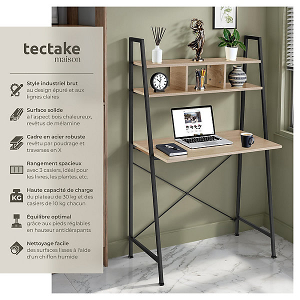 Bureau Style industriel 3 Compartiments de rangement