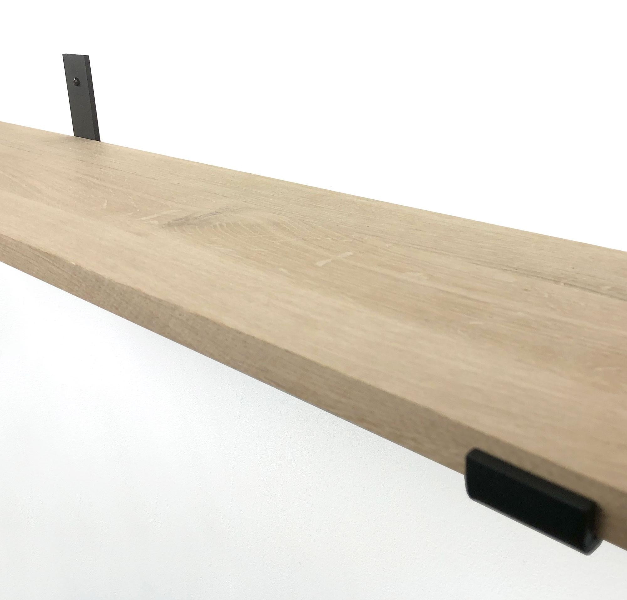 Woodbrothers Eiken 18mm wandplank recht 150x20cm + zwarte dragers