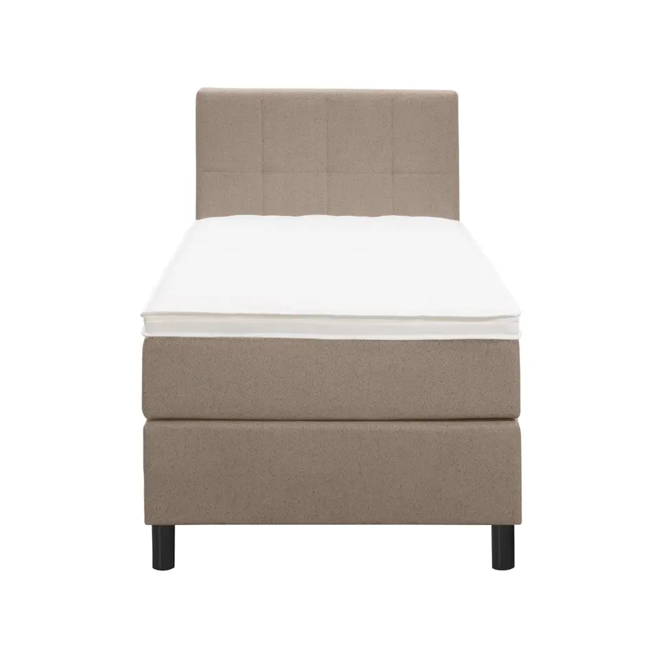 Boxspring Liv geblokt - beige - 90x200 cm - ronde poot