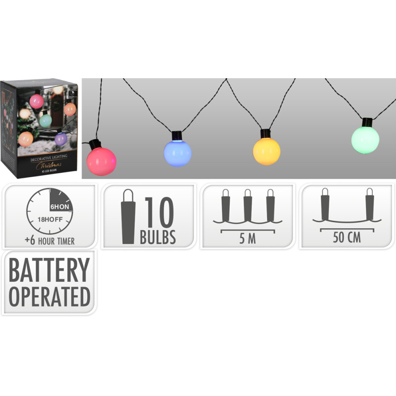 Guirlande Guinguette LED intérieure et extérieure 10 ampoules 5 m