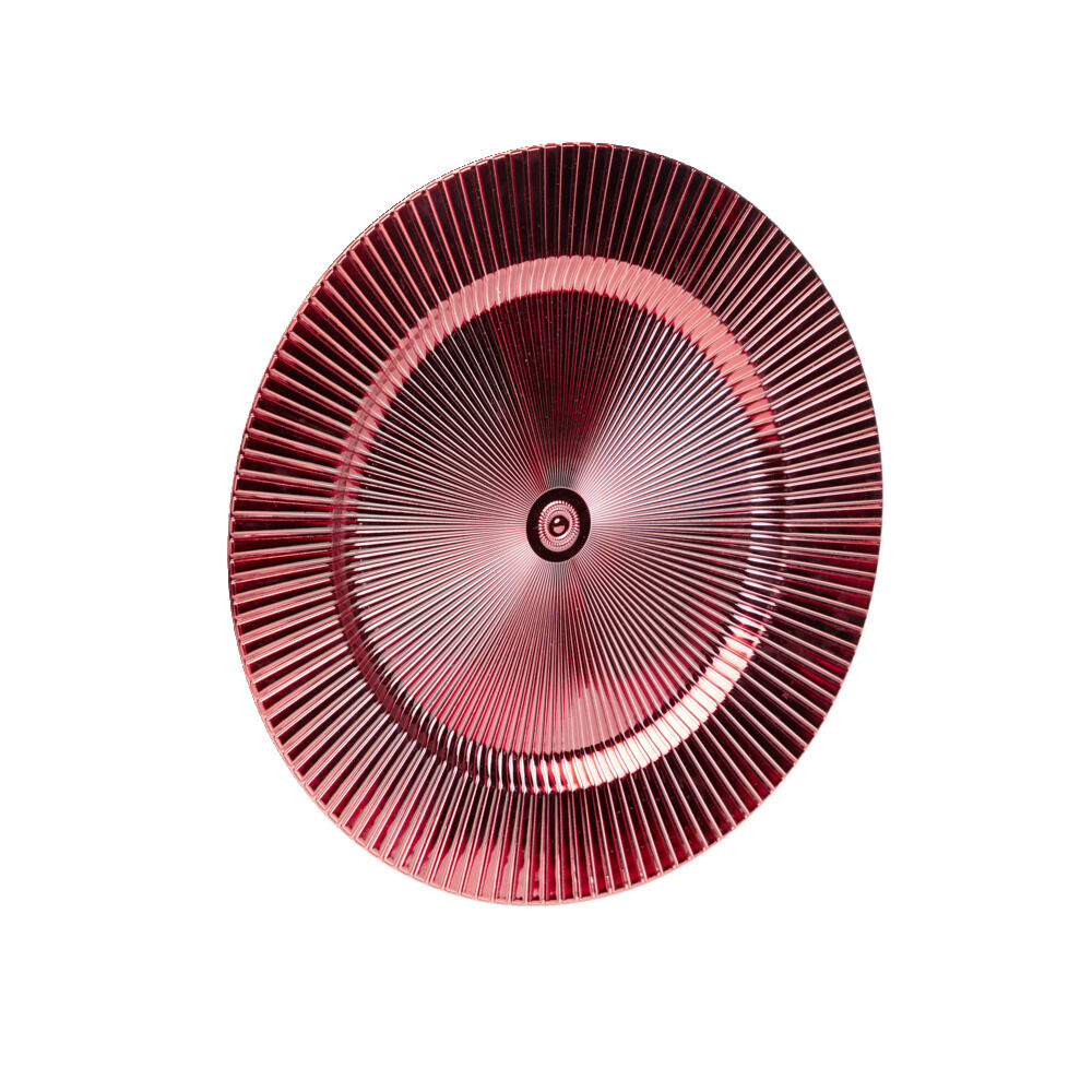 Sous assiette ronde plastique strié rouge Ø33cm