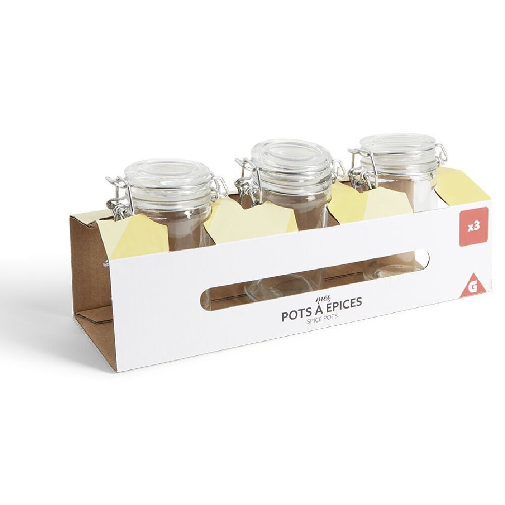 Lot de 3 pots à épices en verre
