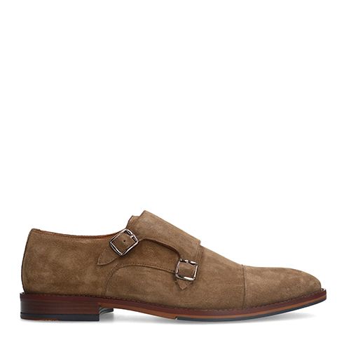 Manfield Taupe suède gespschoenen