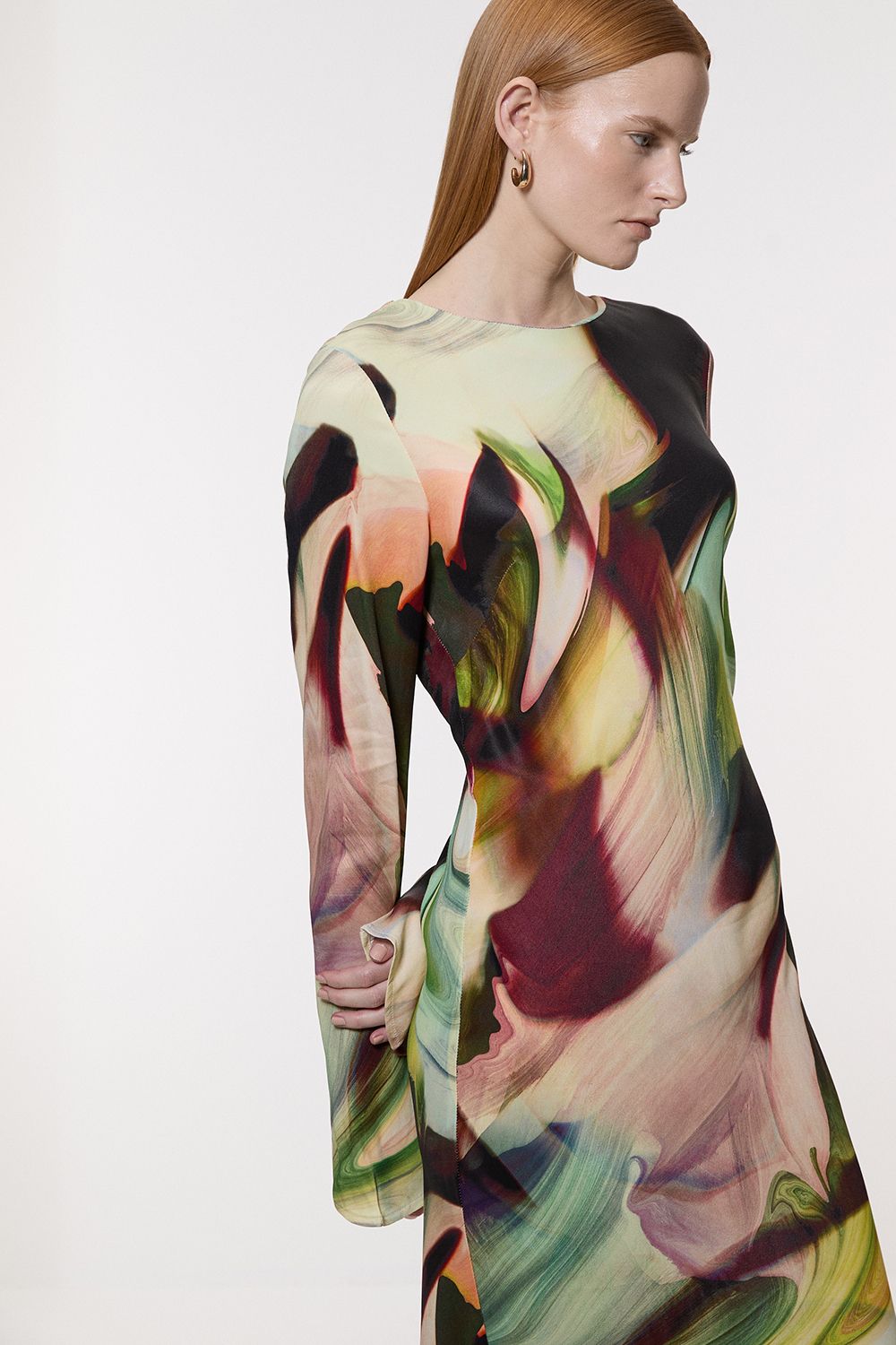KarenMillen Printed Satin Woven Maxi Dress