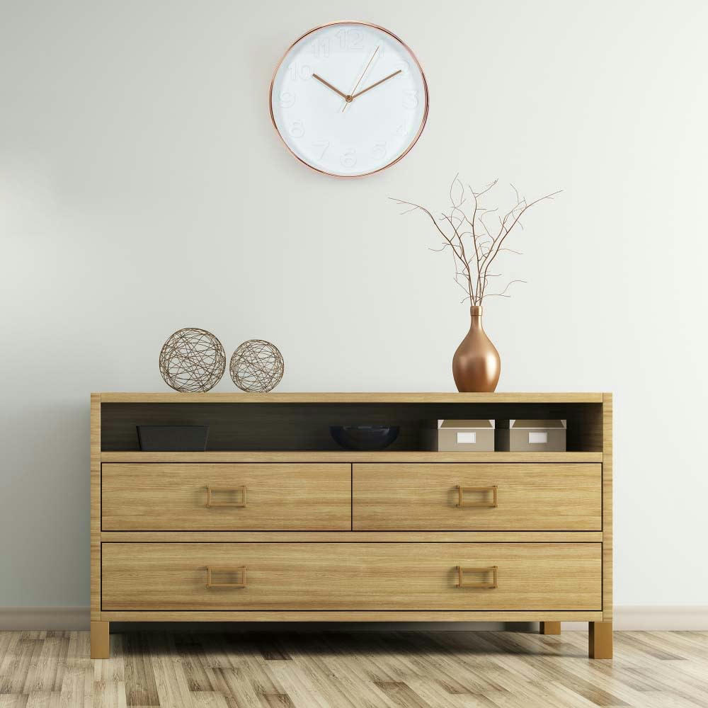 - Horloge ronde blanche cuivre D30,5cm